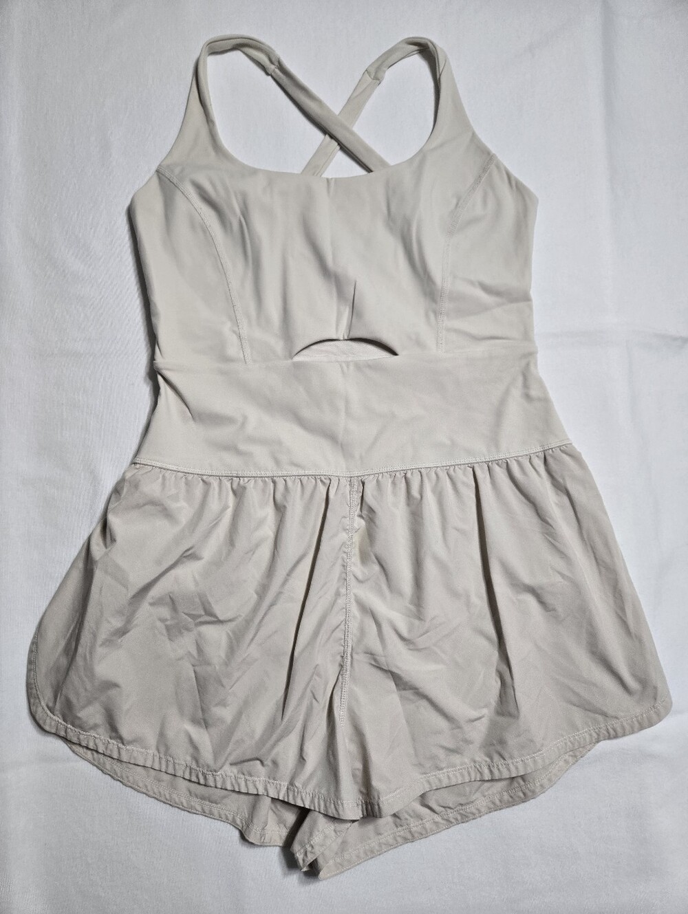 Free People Movement Righteous Runsie Cream Beige Romper Active sz L